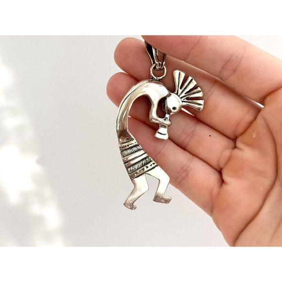 Sterling Silver Kokopelli Fertility Deity Carved Native American Vintage Pendant - Picture 7 of 10